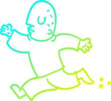 cold gradient line drawing cartoon man running vector