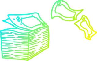 cold gradient line drawing cartoon money blowing away vector