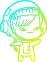 cold gradient line drawing cartoon astronaut woman vector