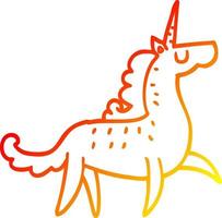 warm gradient line drawing cartoon unicorn vector