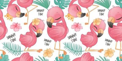 Summer Flamingo Seamless Pattern vector