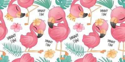 Summer Flamingo Seamless Pattern vector