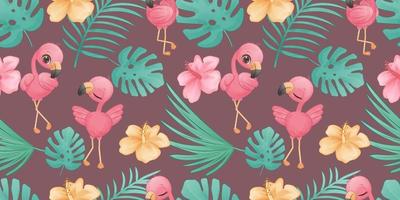 Summer Flamingo Seamless Pattern vector