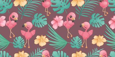 Summer Flamingo Seamless Pattern vector