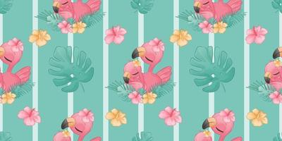 Summer Flamingo Seamless Pattern vector