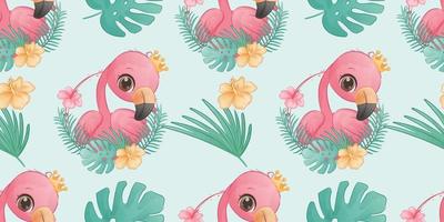 Summer Flamingo Seamless Pattern vector