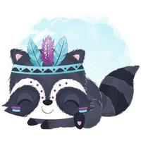 Tribal Series Cute Little Raccoon vector