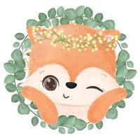 Cute baby fox for decorative background vector