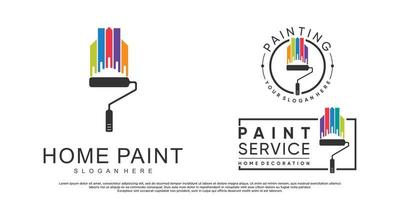 Set collection home painting logo design with brush element and creative color Premium Vector