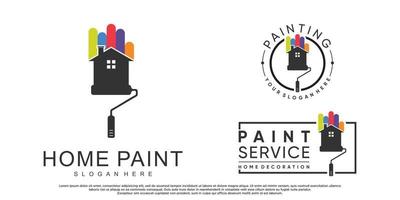 Set collection home painting logo design with brush element and creative color Premium Vector