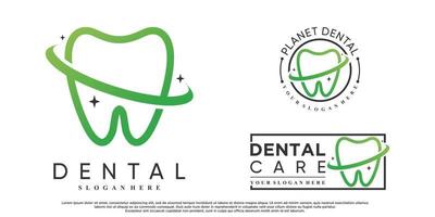 Dental icon set logo design with creative elemant Premium Vector