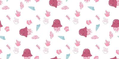 Adorable and fun ocean life seamless pattern vector