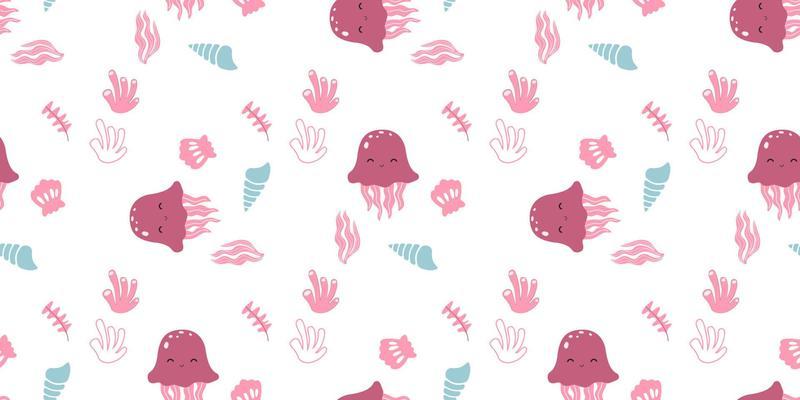 Adorable and fun ocean life seamless pattern