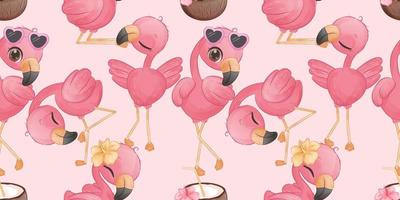 Summer Flamingo Seamless Pattern vector