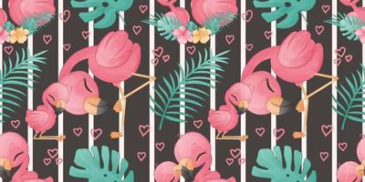 Summer Flamingo Seamless Pattern vector