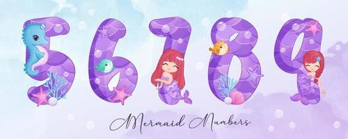 Cute Mermaid Decorative Numbers Part II vector