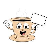 lindo gráfico de dibujos animados de taza de café vector