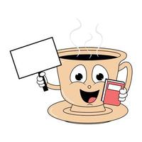 cute coffee cup cartoon graphic vector