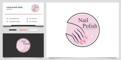 Nail polish or nail logo design with creative concept and business card design Premium Vector