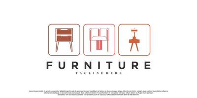 Minimalist furniture logo design with style and creative concept Premium Vector