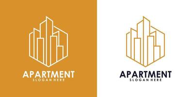 edificio de apartamentos logo diseño moderno premium vector