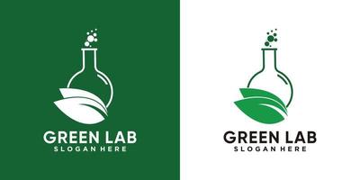 Green lab logo design template with creative concept vector