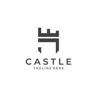 silueta del logotipo del castillo, logotipo del castillo con plantilla de ilustración de vector de diseño de combinación de escudo.