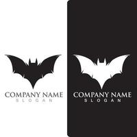 Silhouette bat animal logo, flying mammal animal. vector