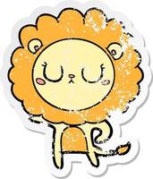 distressed sticker of a cartoon lion vector