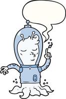 cartoon alien and speech bubble vector