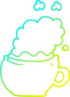 cold gradient line drawing cartoon hot cup of coffee vector