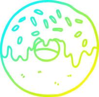 cold gradient line drawing cartoon donut vector