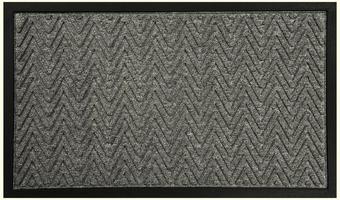 Black grey zig zag pattern rubber and woolen doormat photo