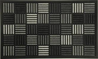 Classic design Black, Grey and white rubber doormat with black border photo