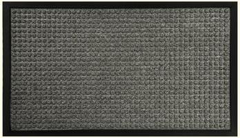 Black grey dotted pattern rubber and woolen doormat photo