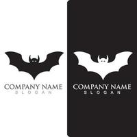 Silhouette bat animal logo, flying mammal animal. vector