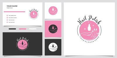 Nail polish or nail logo design with creative concept and business card design Premium Vector