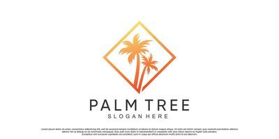 Palm tree logo design template with creative concept Premium Vector