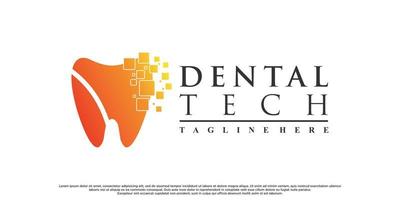 tecnología de diseño de logotipo dental con vector premium de concepto creativo