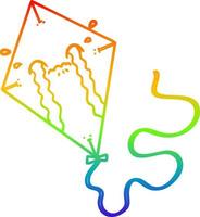 rainbow gradient line drawing cartoon kite crying vector