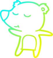 cold gradient line drawing happy cartoon bear vector