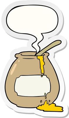 cartoon honey pot and speech bubble sticker