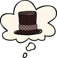 cartoon top hat and thought bubble in comic book style vector