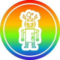 malfunctioning robot circular in rainbow spectrum vector