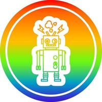 robot defectuoso circular en el espectro del arco iris vector