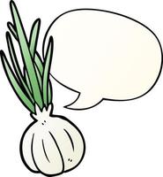 cartoon garlic bulb and speech bubble in smooth gradient style vector