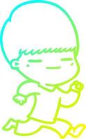 cold gradient line drawing cartoon smug boy vector