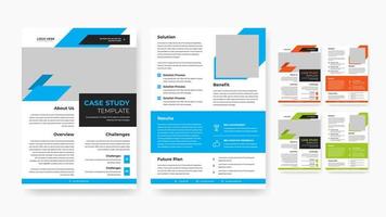 Professional business double side case study template design vector