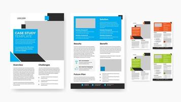 Professional business double side case study template design vector