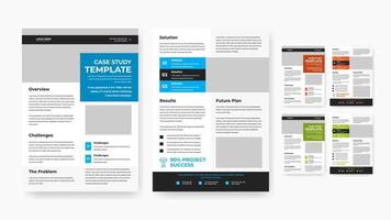 Professional business double side case study template design vector